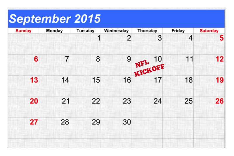 NFL CALENDER KICKOFF