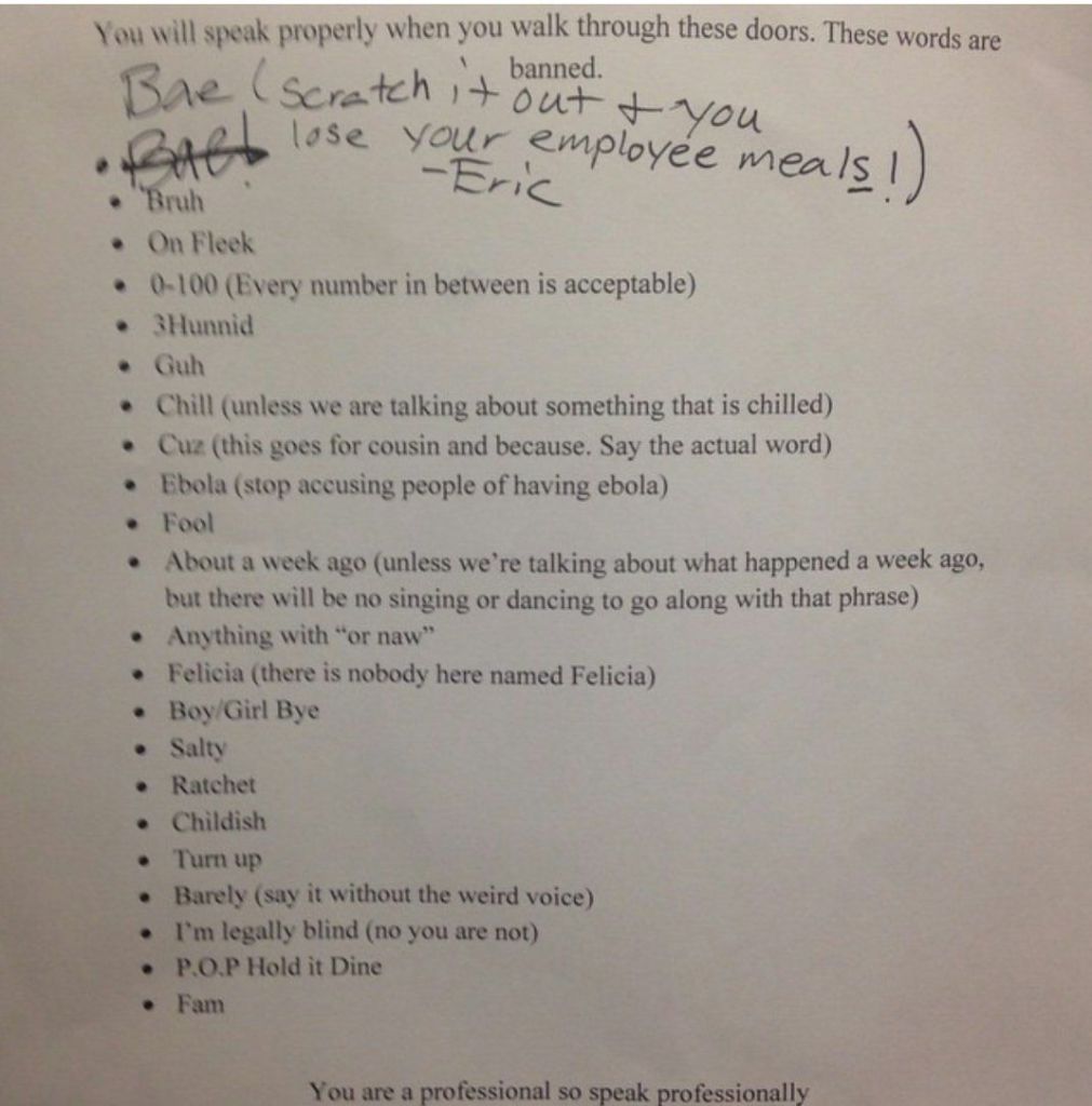 List of Forbidden Words