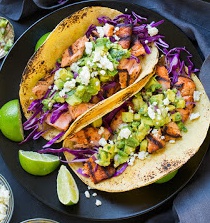 Grilled Salmon Tacos with Avocado Salsa