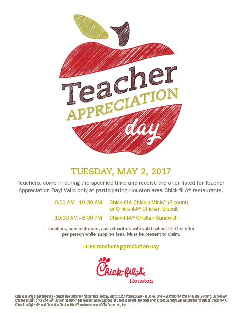 Chick Fil A Houston Teacher Appreciation