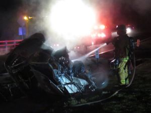 Burning Car detroit WCHB