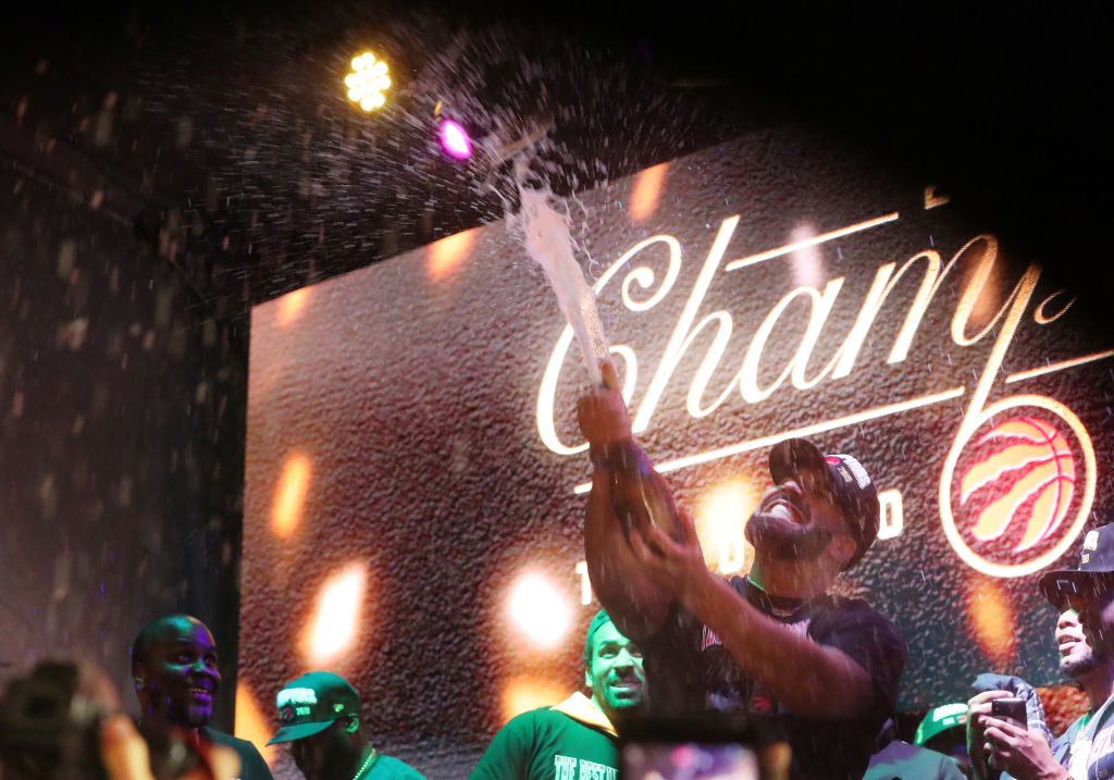Toronto fans watch, worry and celebrate at Jurassic park as the Toronto Raptors beat the Golden State Warriors in game six to win the NBA Championship at Oracle Arena in Oakland outside