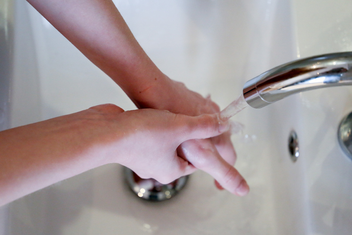 Person washing hands