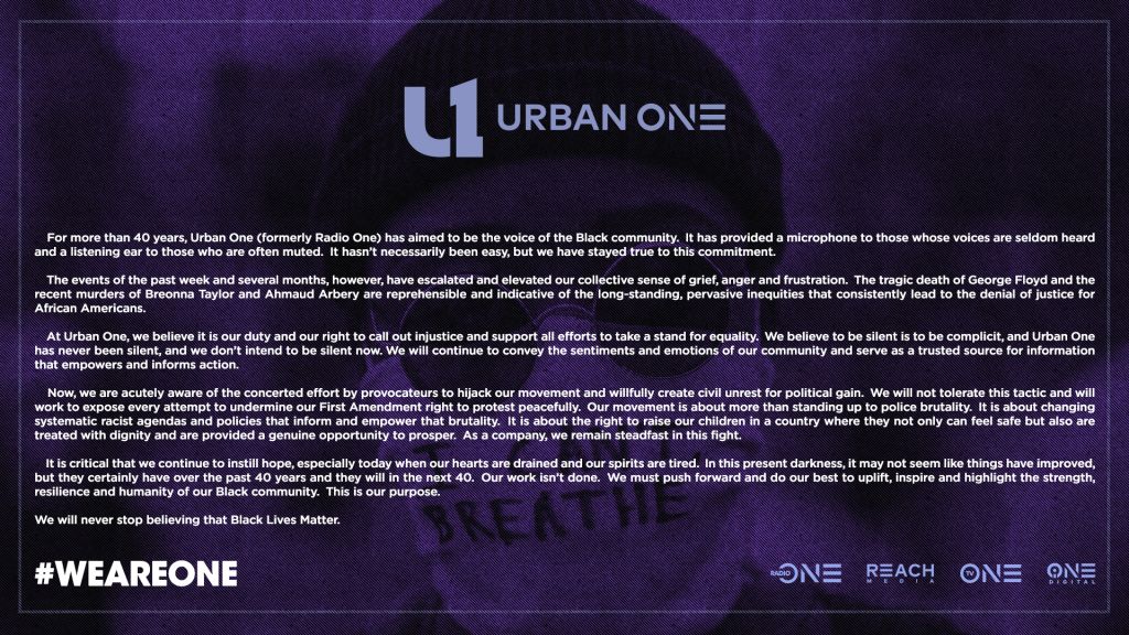 Urban One Corporate Statement