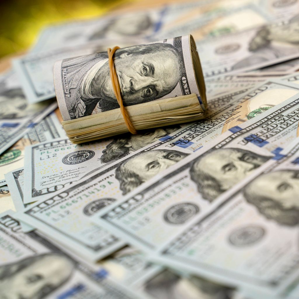 Stack of one hundred dollars banknotes