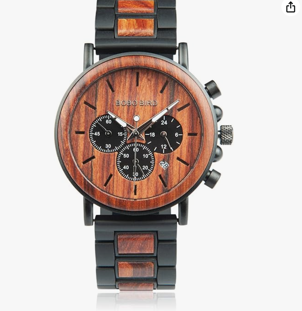 Men's Watch Wood & Stainless Steel | $39l94