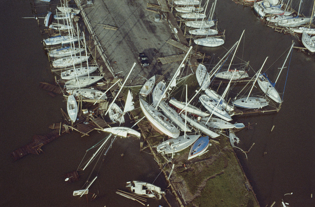 Boats Wrecked by Hurricane